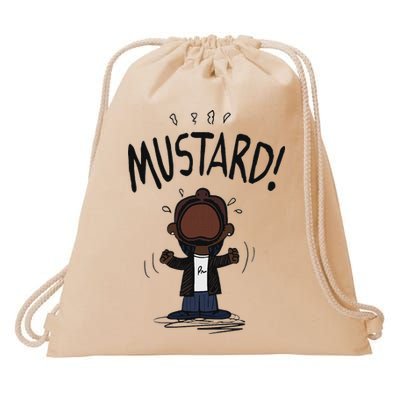 Mustard Meme Drawstring Bag