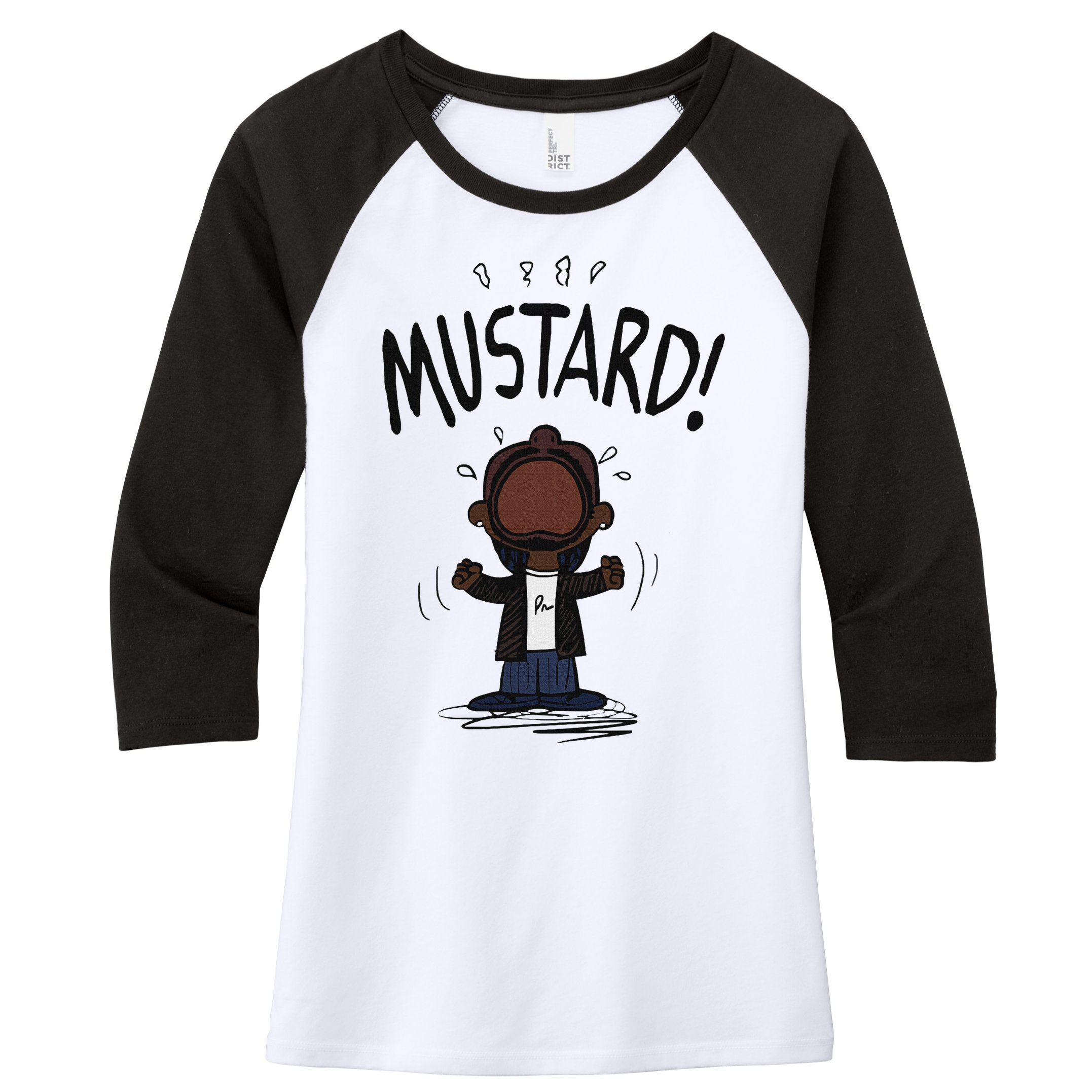 Mustard Meme Women's Tri-Blend 3/4-Sleeve Raglan Shirt