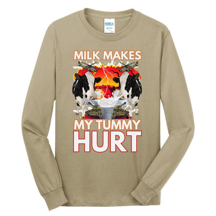 Milk Makes My Tummy Hurt Funny Sarcasm Oddly Specific Meme Tall Long Sleeve T-Shirt