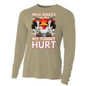 Milk Makes My Tummy Hurt Funny Sarcasm Oddly Specific Meme Cooling Performance Long Sleeve Crew