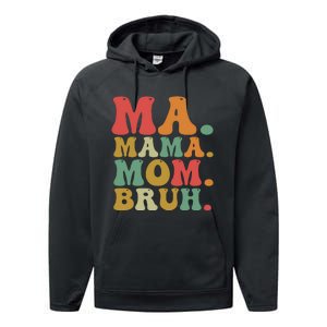 Ma Mama Mom Bruh Retro Performance Fleece Hoodie