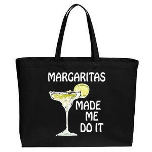 Margaritas Made Me Do It Drinking Cotton Canvas Jumbo Tote