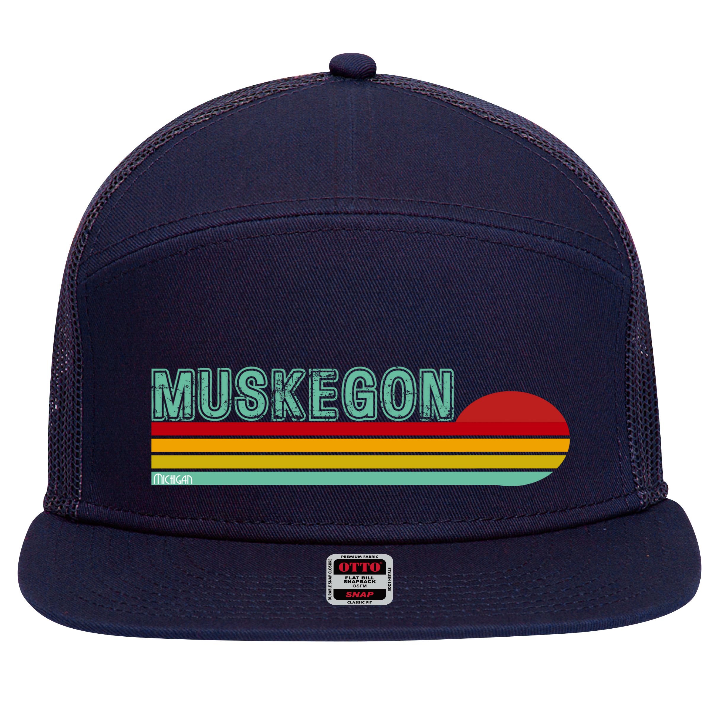 Muskegon Michigan 7 Panel Mesh Trucker Snapback Hat