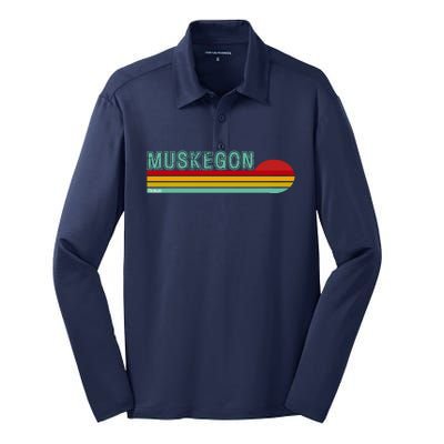 Muskegon Michigan Silk Touch Performance Long Sleeve Polo