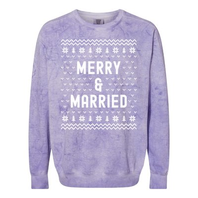 Merry & Married Matching Couples First Christmas As Mr & Mrs Colorblast Crewneck Sweatshirt