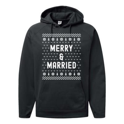 Merry & Married Matching Couples First Christmas As Mr & Mrs Performance Fleece Hoodie