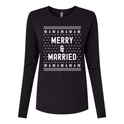 Merry & Married Matching Couples First Christmas As Mr & Mrs Womens Cotton Relaxed Long Sleeve T-Shirt