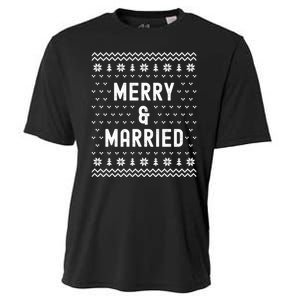 Merry & Married Matching Couples First Christmas As Mr & Mrs Cooling Performance Crew T-Shirt