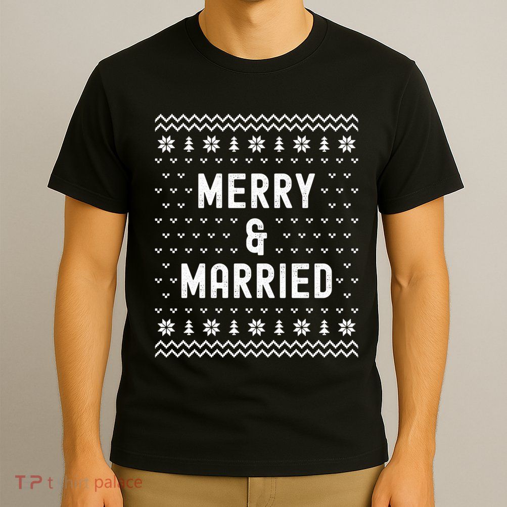 Merry & Married Matching Couples First Christmas As Mr & Mrs T-Shirt