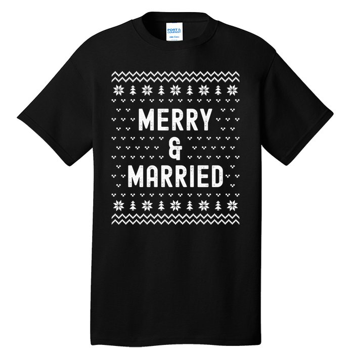 Merry & Married Matching Couples First Christmas As Mr & Mrs Tall T-Shirt