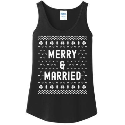 Merry & Married Matching Couples First Christmas As Mr & Mrs Ladies Essential Tank