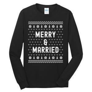 Merry & Married Matching Couples First Christmas As Mr & Mrs Tall Long Sleeve T-Shirt