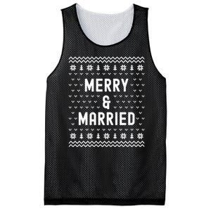 Merry & Married Matching Couples First Christmas As Mr & Mrs Mesh Reversible Basketball Jersey Tank