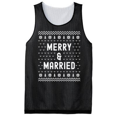 Merry & Married Matching Couples First Christmas As Mr & Mrs Mesh Reversible Basketball Jersey Tank