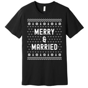 Merry & Married Matching Couples First Christmas As Mr & Mrs Premium T-Shirt