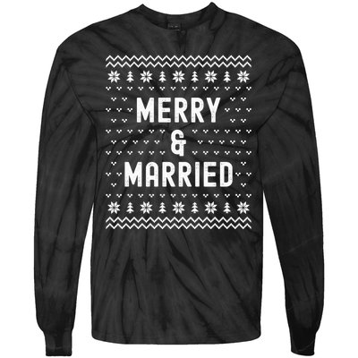 Merry & Married Matching Couples First Christmas As Mr & Mrs Tie-Dye Long Sleeve Shirt