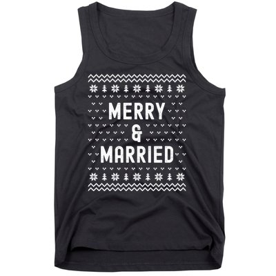 Merry & Married Matching Couples First Christmas As Mr & Mrs Tank Top