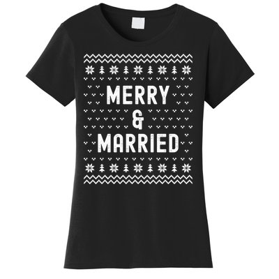 Merry & Married Matching Couples First Christmas As Mr & Mrs Women's T-Shirt