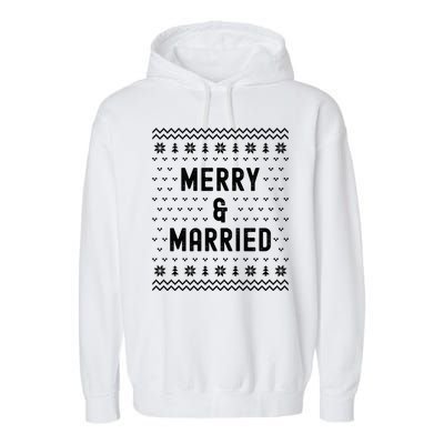 Merry & Married Matching Couples First Christmas As Mr & Mrs Garment-Dyed Fleece Hoodie