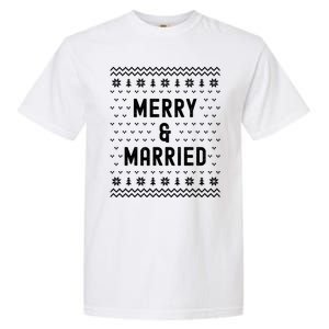 Merry & Married Matching Couples First Christmas As Mr & Mrs Garment-Dyed Heavyweight T-Shirt