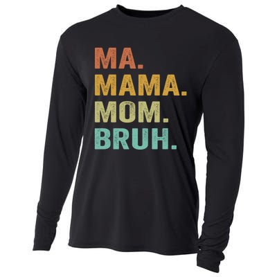 Ma Mama Mom Bruh Vintage Retro Cooling Performance Long Sleeve Crew