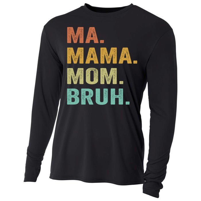 Ma Mama Mom Bruh Vintage Retro Cooling Performance Long Sleeve Crew