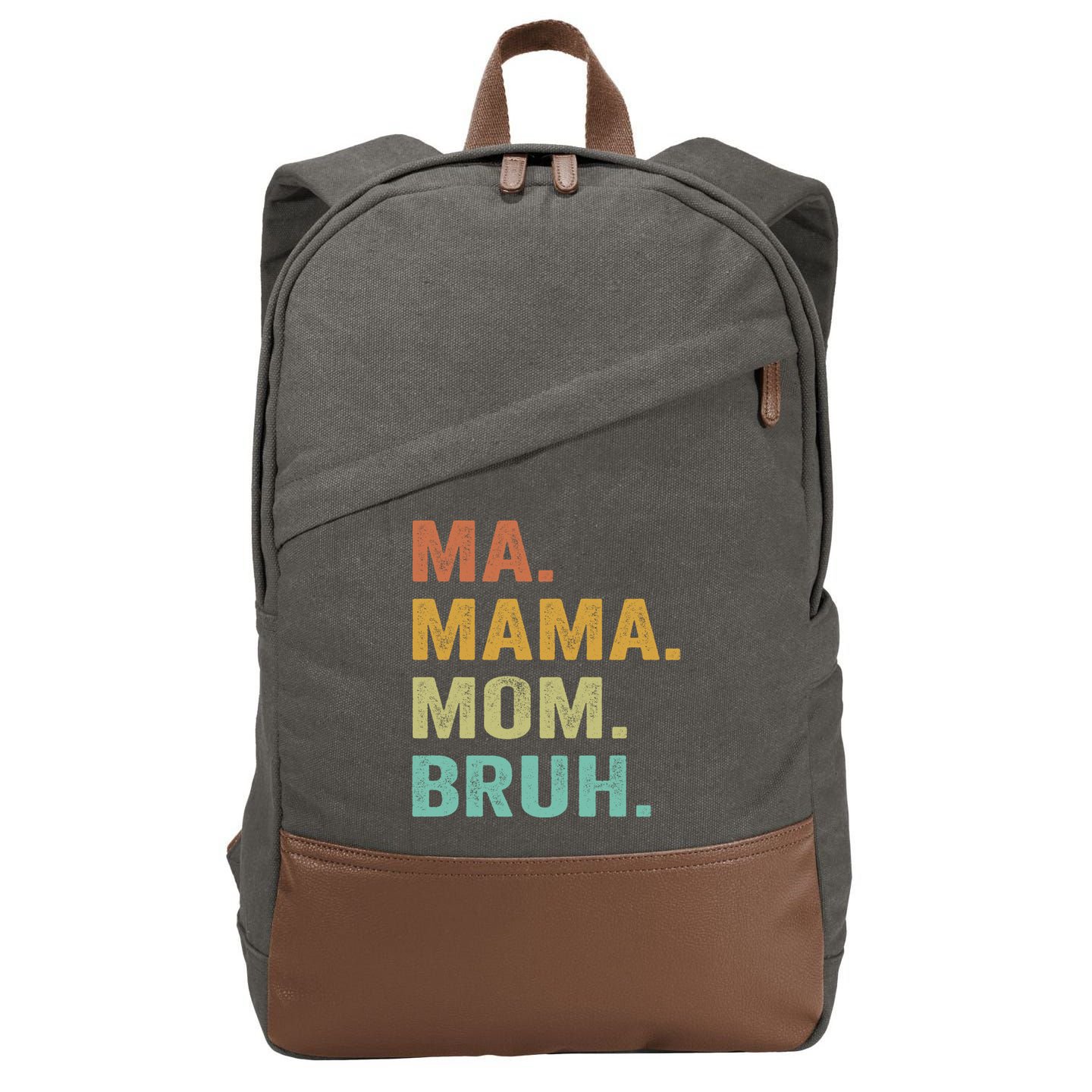 Ma Mama Mom Bruh Vintage Retro Cotton Canvas Backpack