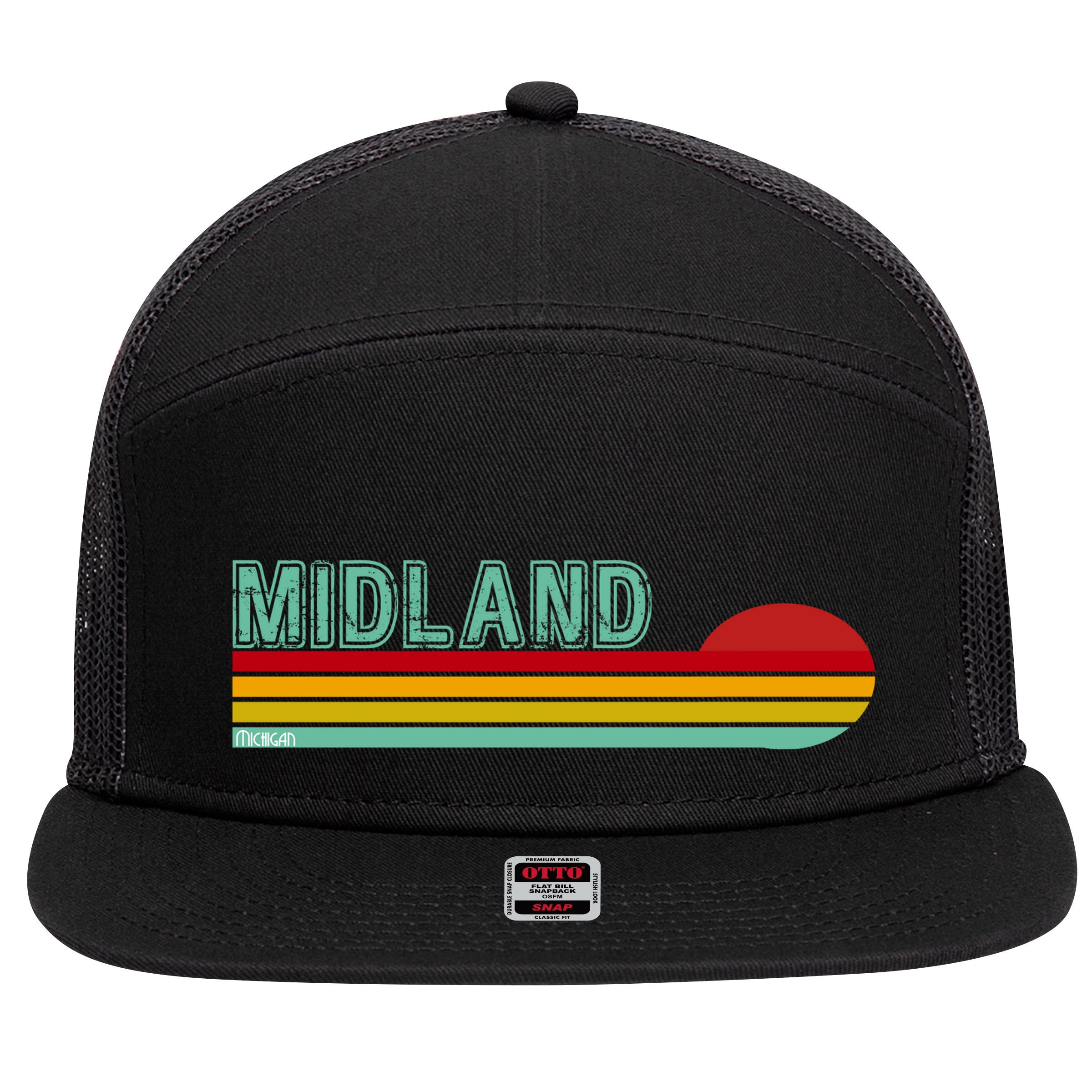 Midland Michigan 7 Panel Mesh Trucker Snapback Hat