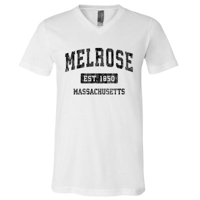 Melrose Massachusetts Ma Vintage Established Sports Design V-Neck T-Shirt