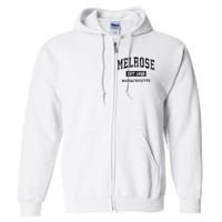 Melrose Massachusetts Ma Vintage Established Sports Design Full Zip Hoodie