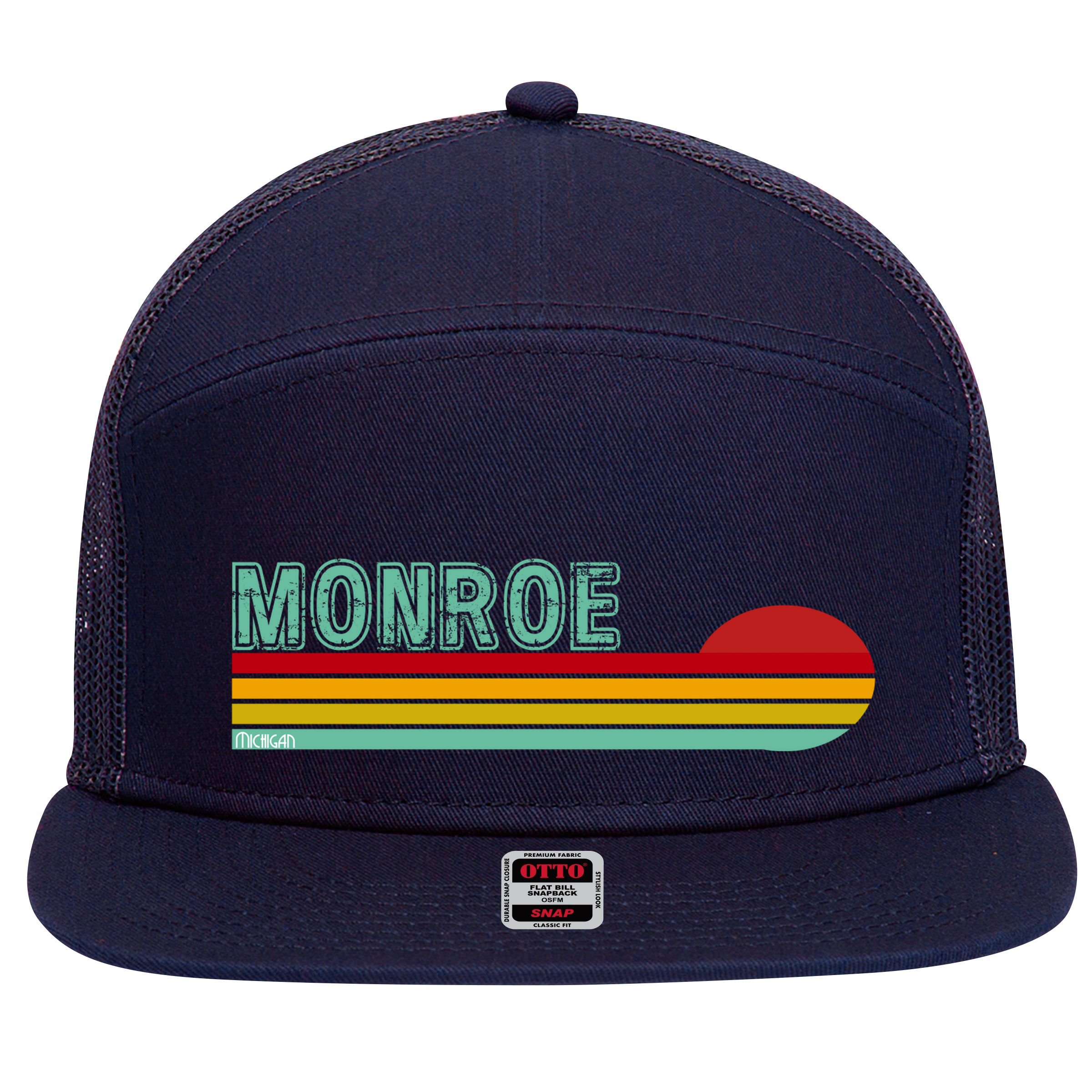Monroe Michigan 7 Panel Mesh Trucker Snapback Hat