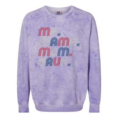 Ma Mama Mom Bruh American Flag Red White Blue Colorblast Crewneck Sweatshirt