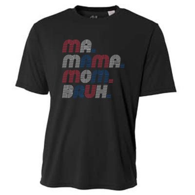 Ma Mama Mom Bruh American Flag Red White Blue Cooling Performance Crew T-Shirt