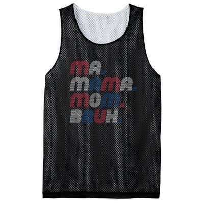 Ma Mama Mom Bruh American Flag Red White Blue Mesh Reversible Basketball Jersey Tank