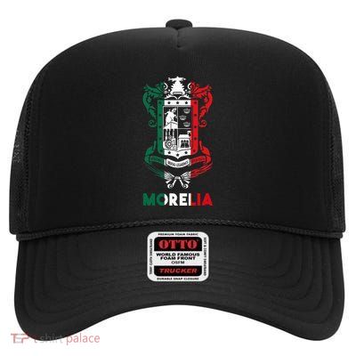 Morelia Michoacan Mexico Escudo Y Lema Arte Emblem Merch High Crown Mesh Back Trucker Hat