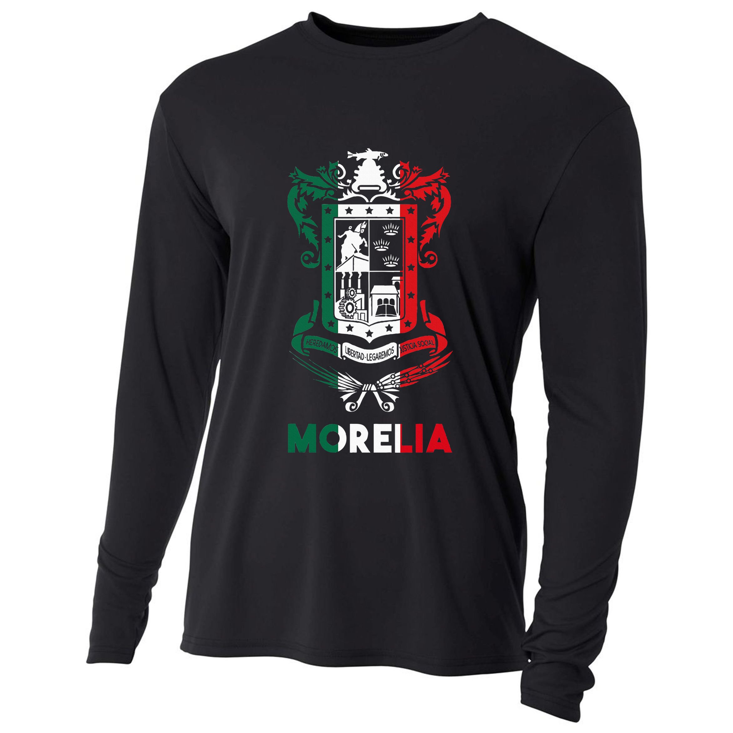Morelia Michoacan Mexico Escudo Y Lema Arte Emblem Merch Cooling Performance Long Sleeve Crew
