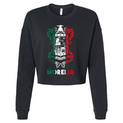 Morelia Michoacan Mexico Escudo Y Lema Arte Emblem Merch Cropped Pullover Crew