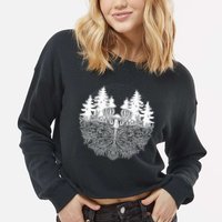 Mycelium Mushroom Cropped Pullover Crew