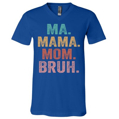 Ma Mama Mom Bruh Vintage Retro V-Neck T-Shirt