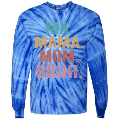 Ma Mama Mom Bruh Vintage Retro Tie-Dye Long Sleeve Shirt