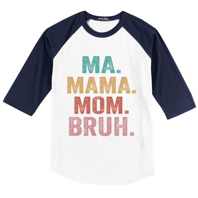 Ma Mama Mom Bruh Vintage Retro Baseball Sleeve Shirt