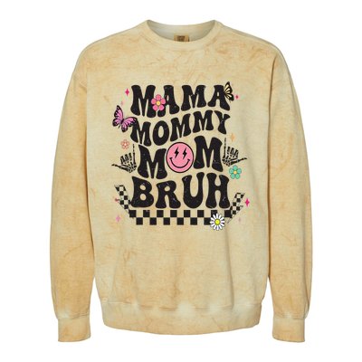 Mama Mommy Mom Bruh Mothers Day Groovy Vintage Funny Mother Colorblast Crewneck Sweatshirt