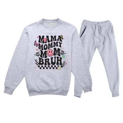 Mama Mommy Mom Bruh Mothers Day Groovy Vintage Funny Mother Premium Crewneck Sweatsuit Set