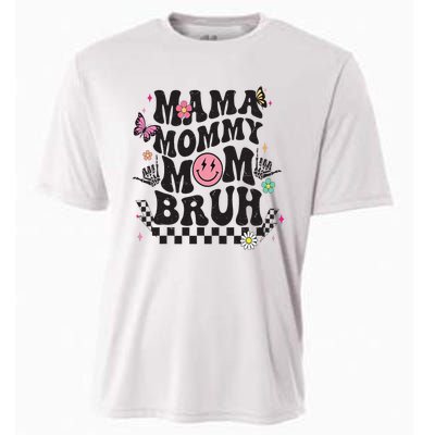 Mama Mommy Mom Bruh Mothers Day Groovy Vintage Funny Mother Cooling Performance Crew T-Shirt