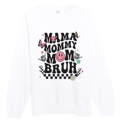 Mama Mommy Mom Bruh Mothers Day Groovy Vintage Funny Mother Premium Crewneck Sweatshirt