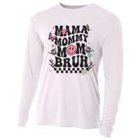 Mama Mommy Mom Bruh Mothers Day Groovy Vintage Funny Mother Cooling Performance Long Sleeve Crew