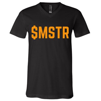 Microstrategy $Mstr Michael Saylor Bitcoin V-Neck T-Shirt