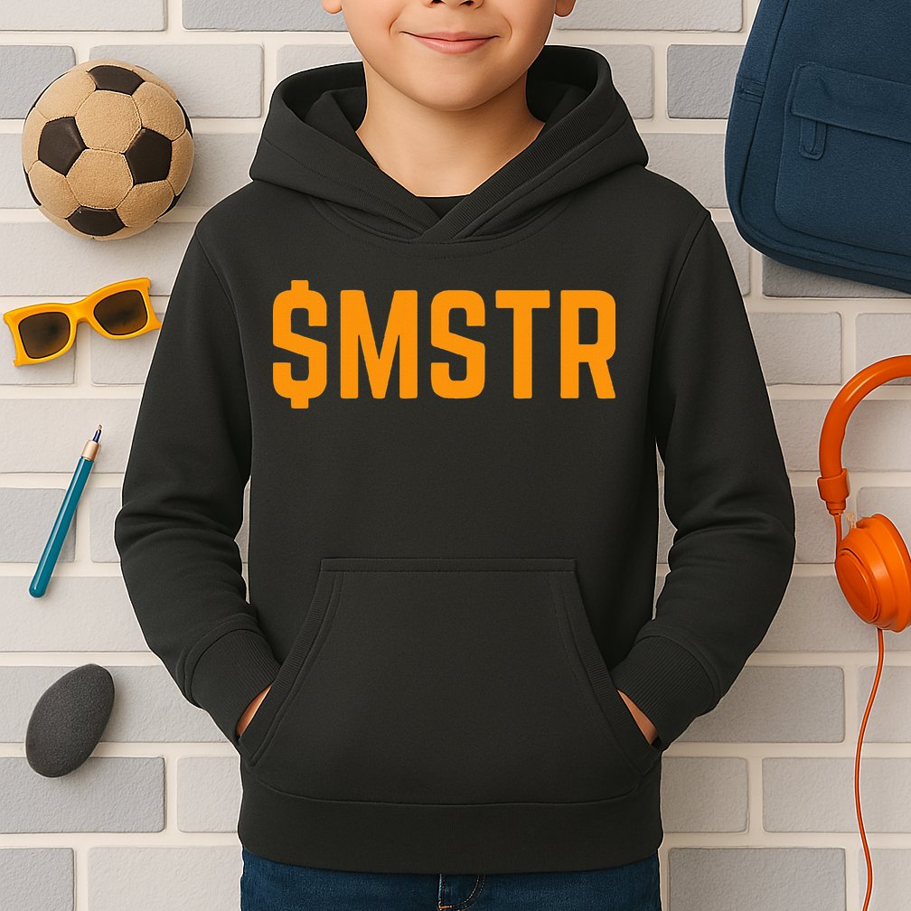 Microstrategy $Mstr Michael Saylor Bitcoin Kids Hoodie