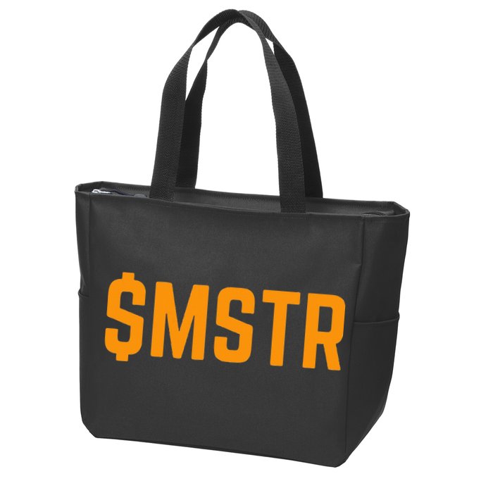 Microstrategy $Mstr Michael Saylor Bitcoin Zip Tote Bag