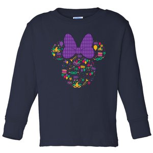 Minnie Mouse Mardi Gras Carnival Holiday Icon Toddler Long Sleeve Shirt